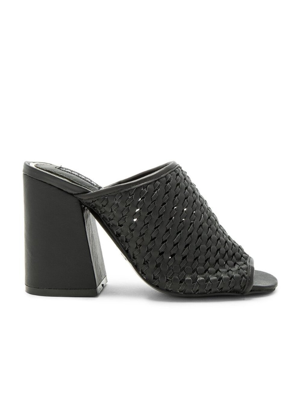 JAGGAR Touchstone Mule in Black leather block chunky open toe high heel sandal
